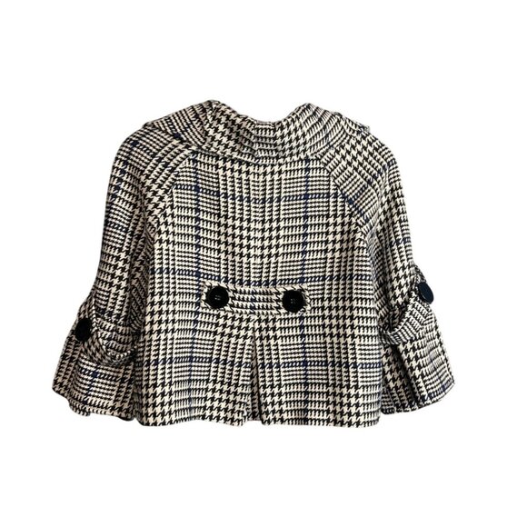 Vintage Houndstooth Wool Cropped Blazer Jacket M - Picture 2 of 5